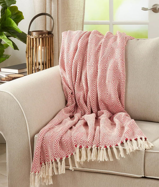 Sevan Collection Soft 100% Cotton Diamond Weave Throw Blanket, 50" W x 60" L