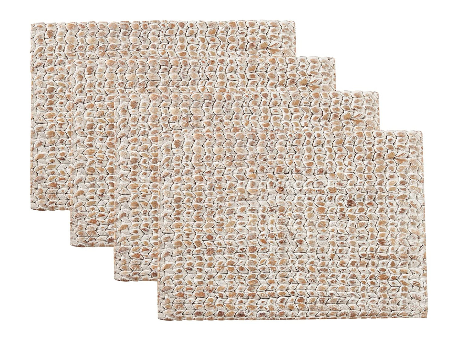 Fennco Styles Natural Woven Water Hyacinth Rectangular Placemats 14" W X 19" L, Set of 4