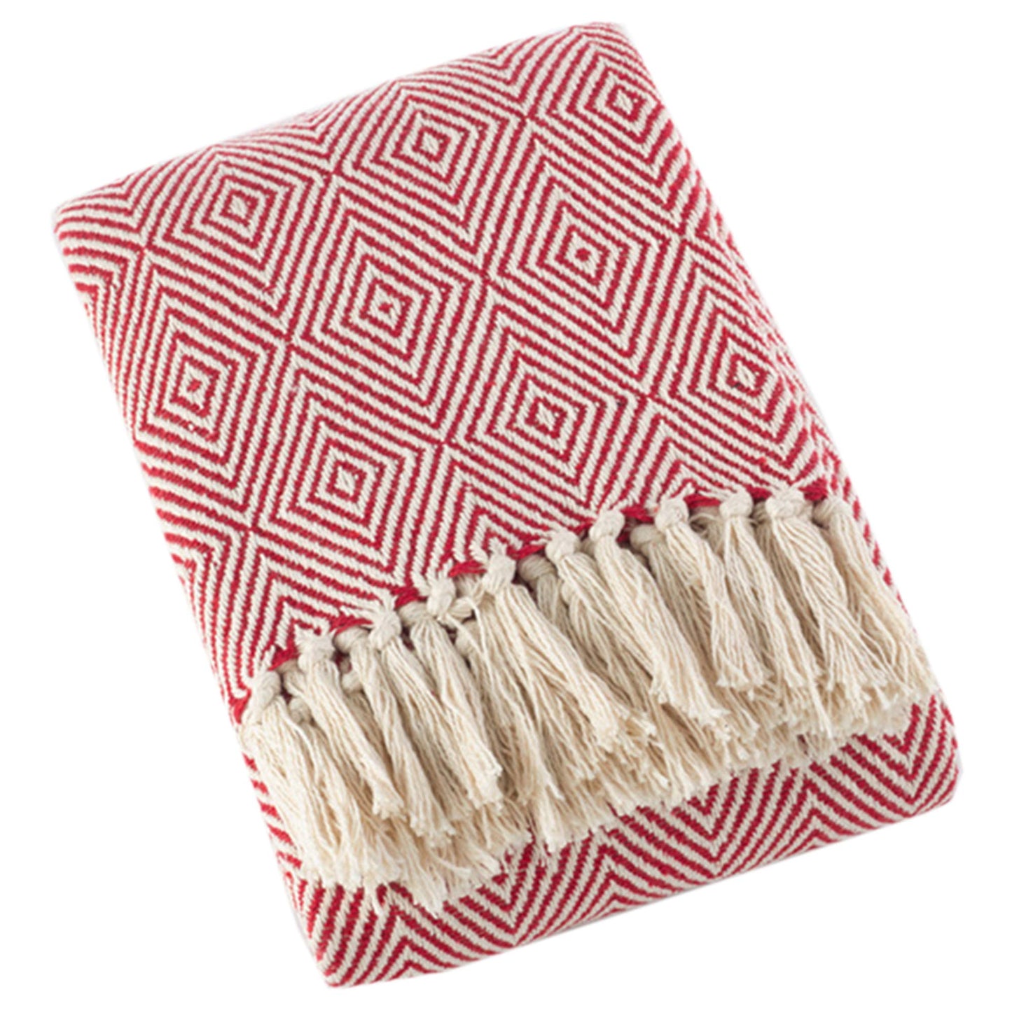 Fennco Styles Sevan Collection Soft 100% Cotton Diamond Weave Throw Blanket, 50" W x 60" L
