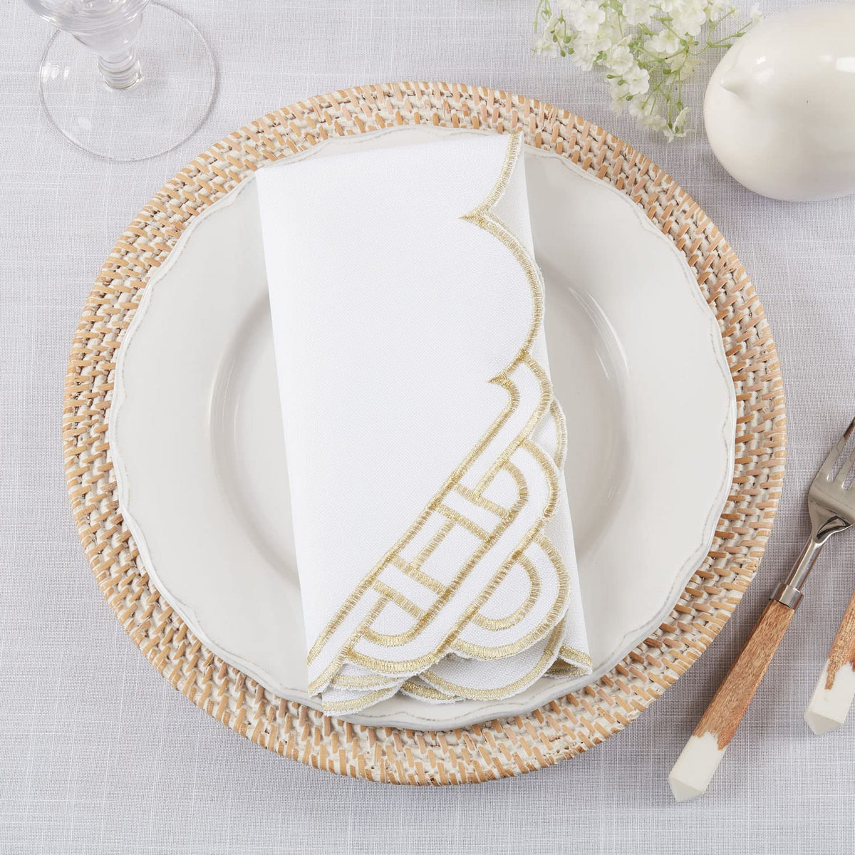 Fennco Styles Braid Emroidered Metallic Border Table Runner 16" W x 54" L - Silver Table Cover for Home Décor, Everyday Use, Christmas, Banquets and Special Events
