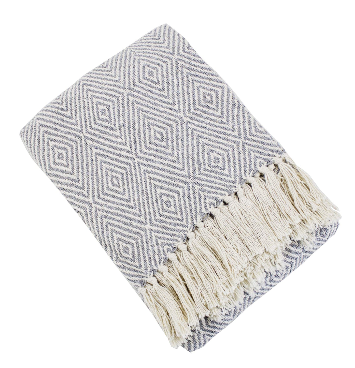 Fennco Styles Sevan Collection Soft 100% Cotton Diamond Weave Throw Blanket, 50" W x 60" L