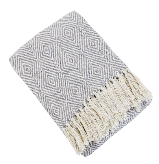 Sevan Collection Soft 100% Cotton Diamond Weave Throw Blanket, 50" W x 60" L