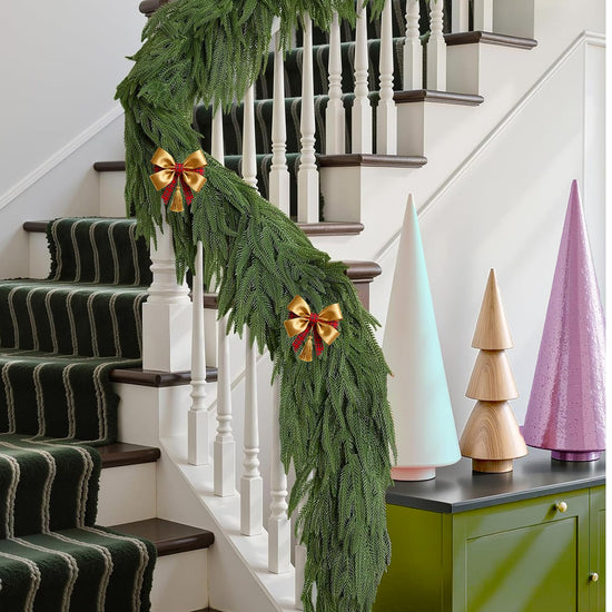 KYGDS Christmas Norfolk Pine Garland 6FT Real Touch Artificial Greenery Green
