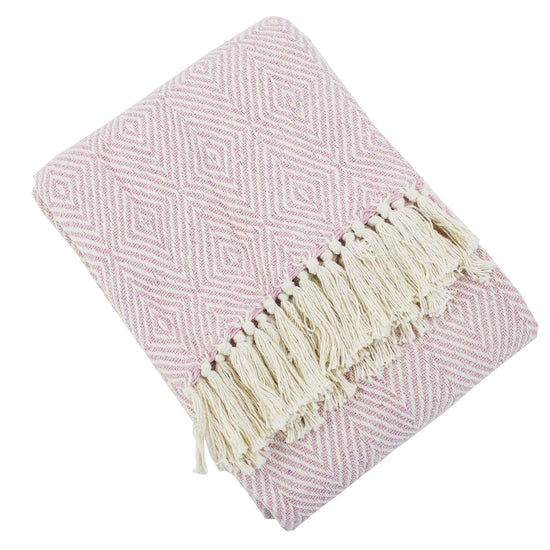 Sevan Collection Soft 100% Cotton Diamond Weave Throw Blanket, 50" W x 60" L