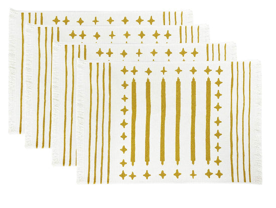 Fennco Styles Diamond Print Braided Cotton Placemats 14" W x 19" L, Set of 4