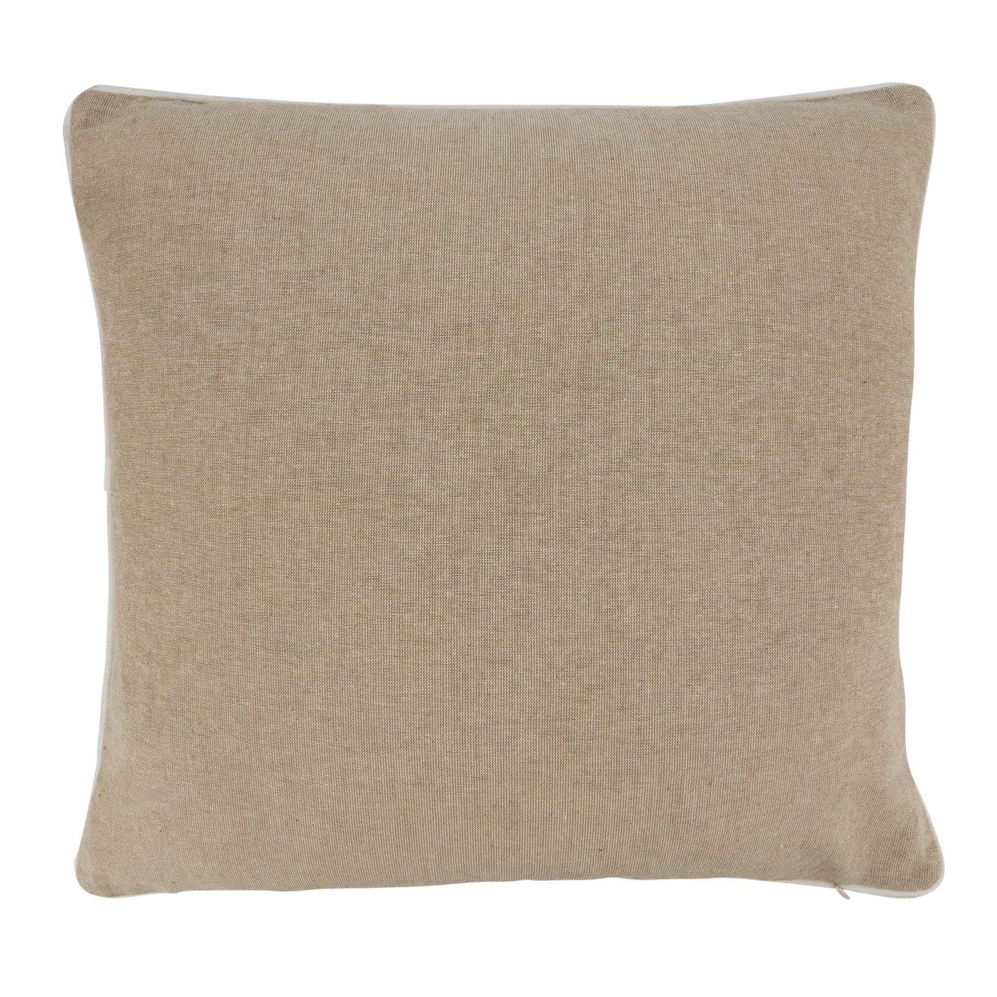 Fennco Styles Hand Beaded & Embroidered Reindeer Cotton Decorative Throw Pillow 18" W x 18" L – Natural Holiday Cushion for Home, Couch, Sofa, Bedroom, Office, Christmas Décor and Special Occasion