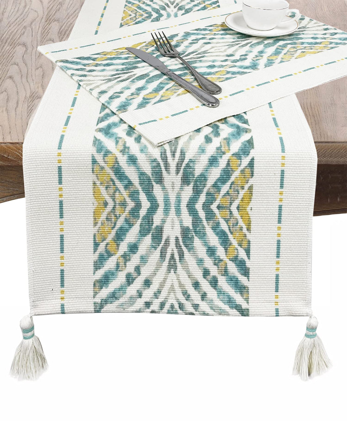 Fennco Styles Diamond Print Braided Cotton Placemats 14" W x 19" L, Set of 4