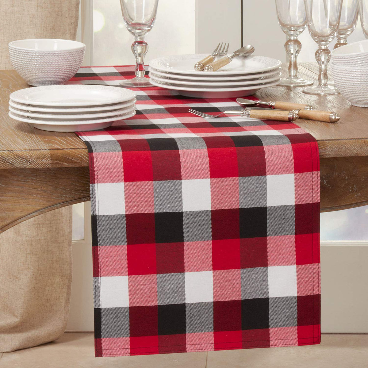 Classic Buffalo Plaid Cotton Blend Table Runner — decorative tabletop piece for home entertaining decorative design