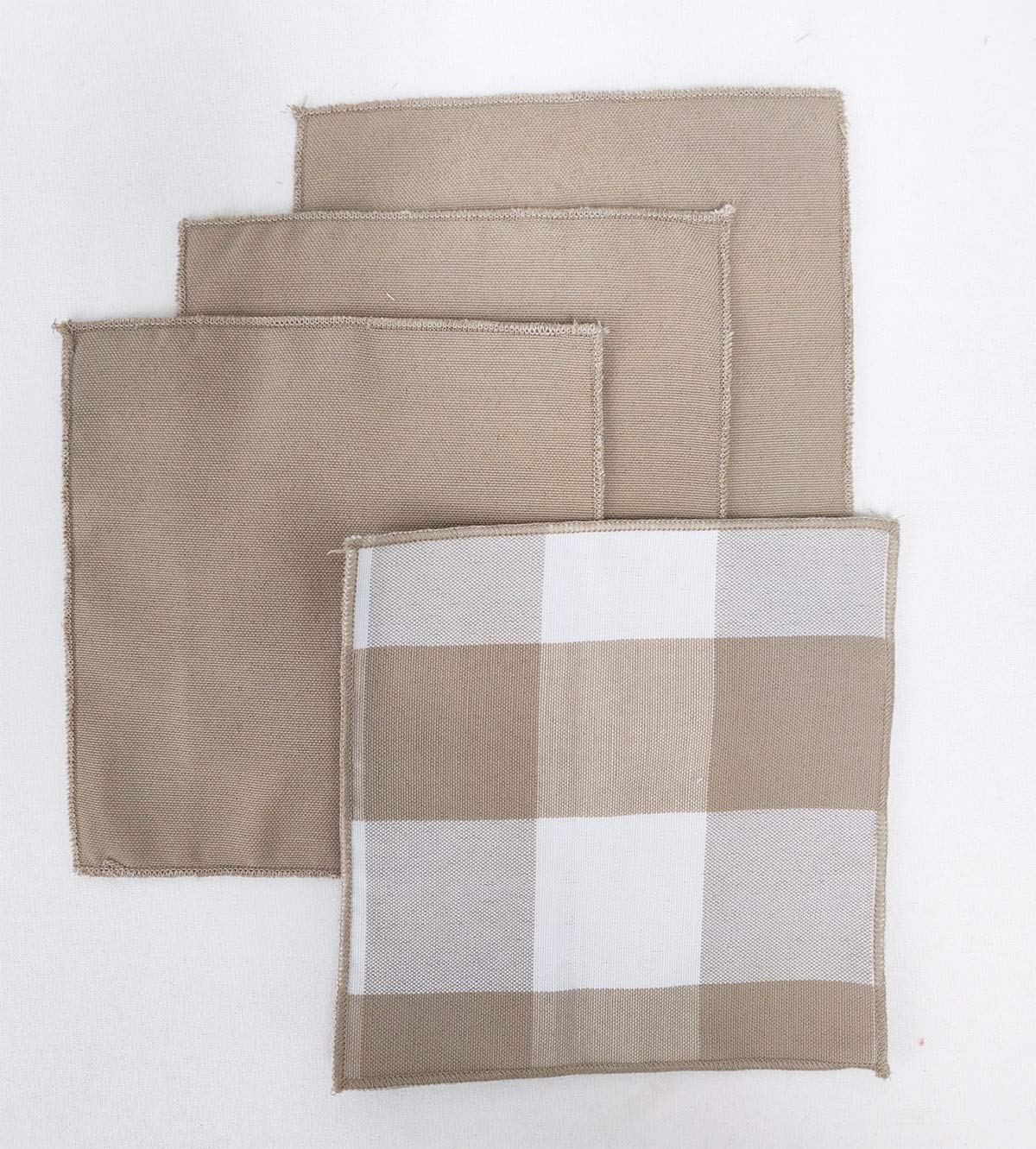 Buffalo Check Double Layers Reversible Coasters 6"W x 6"L, Set of 4 - Handmade in USA - Plaid Cocktail Napkins for Everyday Use and Special Occasion