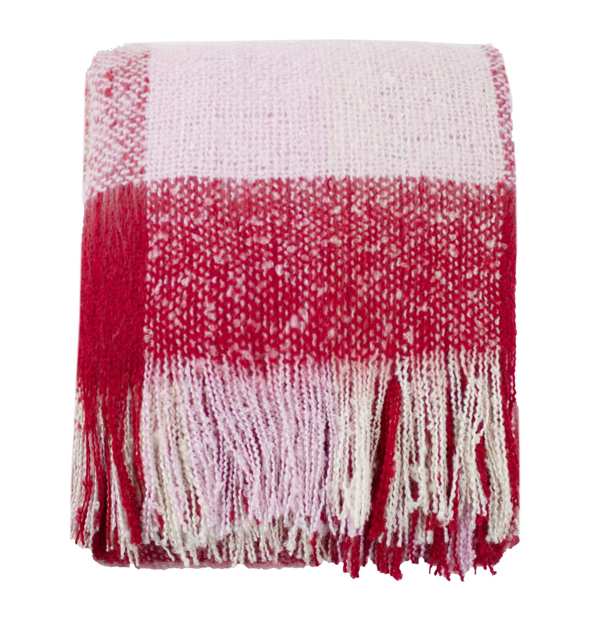 Cozy Faux Mohair Plaid Fringed Soft Warm Throw Blanket, 50" x 60"