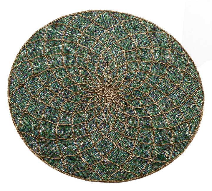 Fennco Styles Handmade Glass Beaded 15-inch Round Home Decor Placemat - 1-Piece
