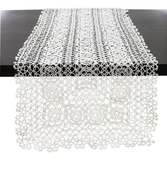 Fennco Styles Handmade All-Over Tatted Lace Doilies, 10-inch Heart Shaped, White Color, Set of 4