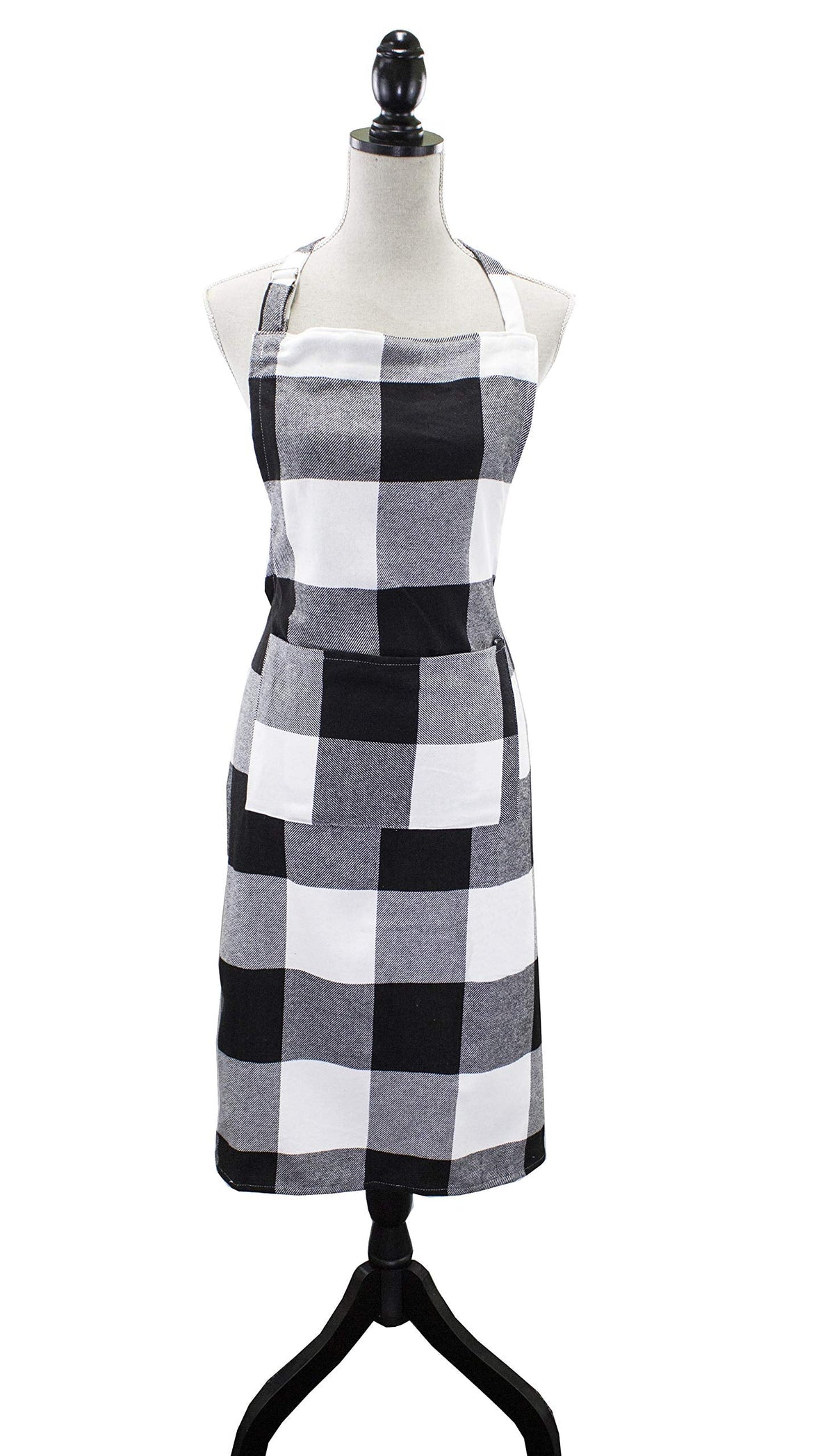 Fennco Styles Black and White Buffalo Check Plaid Cotton Kitchen Home Apron (24" x 36")