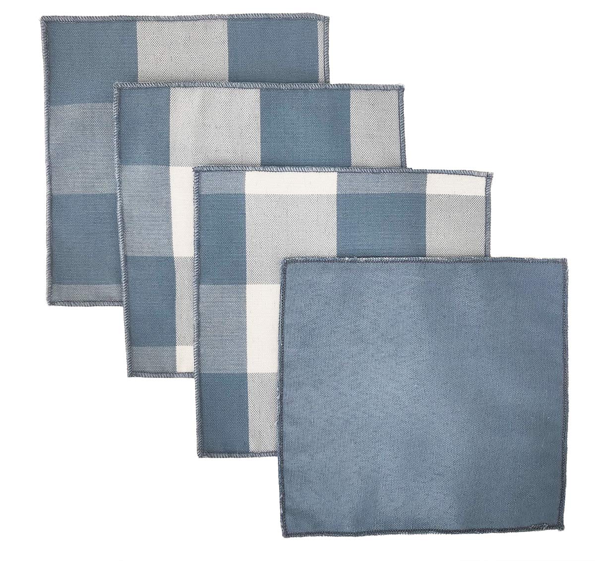 Buffalo Check Double Layers Reversible Coasters 6"W x 6"L, Set of 4 - Handmade in USA - Plaid Cocktail Napkins for Everyday Use and Special Occasion
