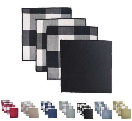 Buffalo Check Double Layers Reversible Coasters 6"W x 6"L, Set of 4 - Handmade in USA - Plaid Cocktail Napkins for Everyday Use and Special Occasion