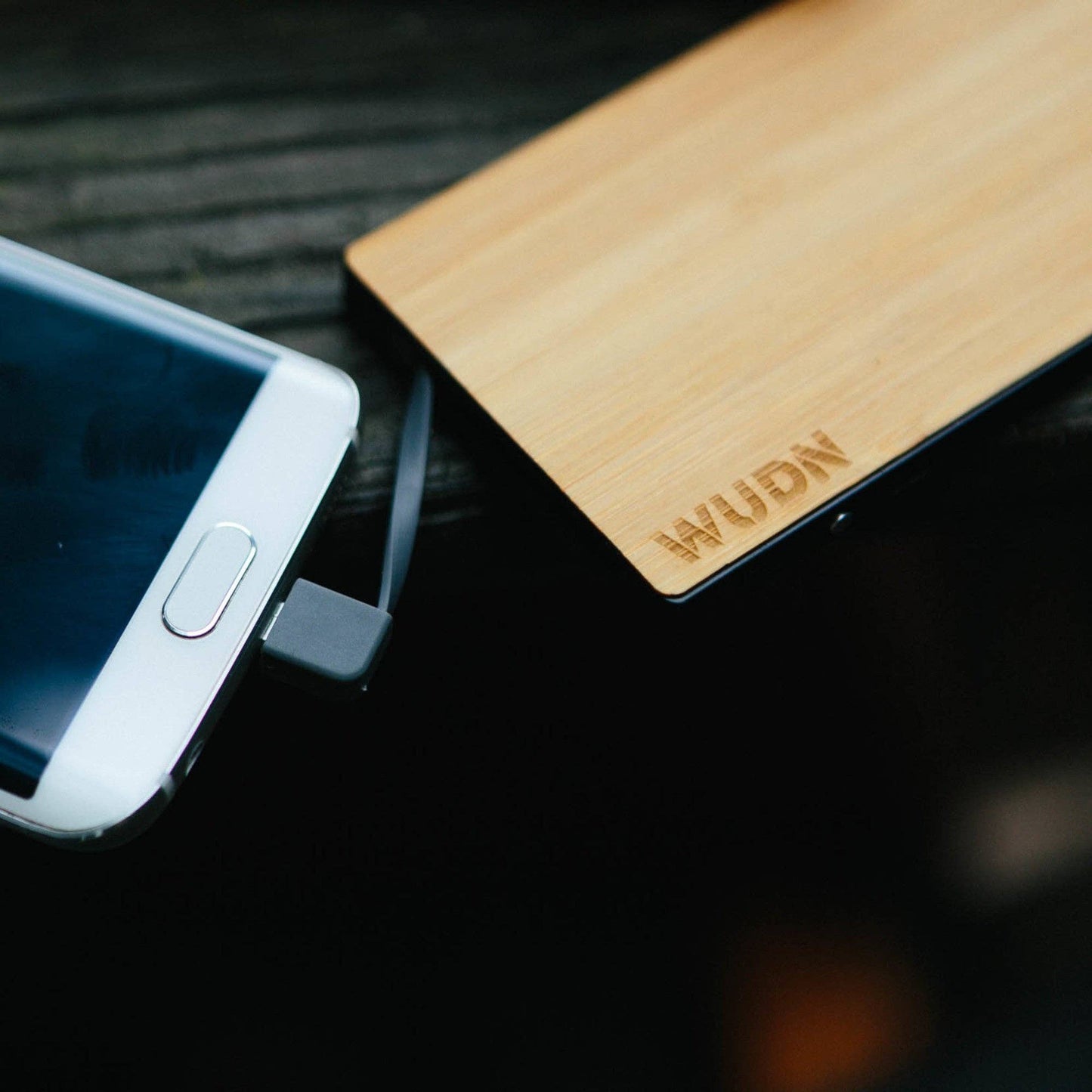 Slim Dual Wooden Power Bank – Ultra-Slim Portable Charger with Dual USB Output