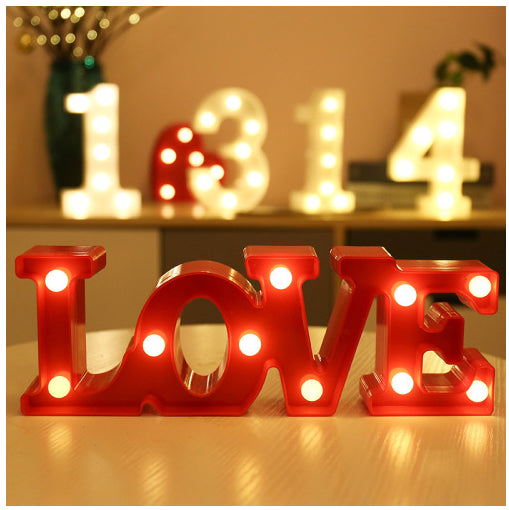 Luminous LED Letter Number Night Light English Alphabet Number Battery Lamp Romantic Wedding Christmas Party Decoration
