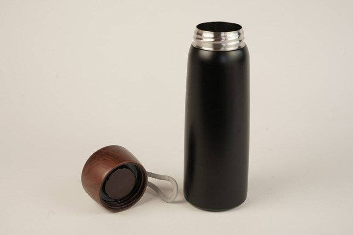 Black Insulated Tumbler With Wooden Lid