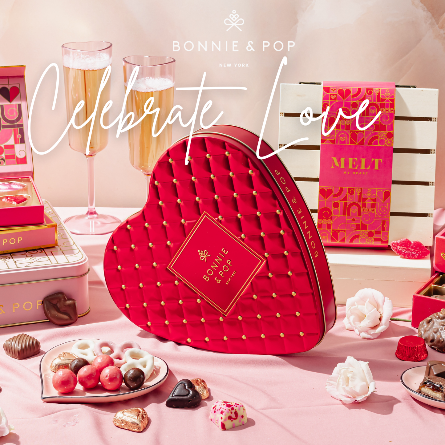 Valentines Day Chocolate Gift- Heart Shaped Tin with Chocolate Hazelnut Bon Bons