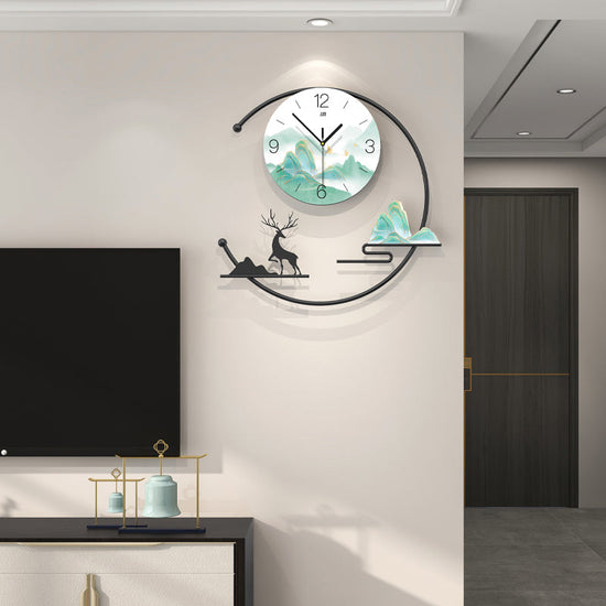 Modern Mountain Deer Wall Clock Artistic Living Room Home Decor