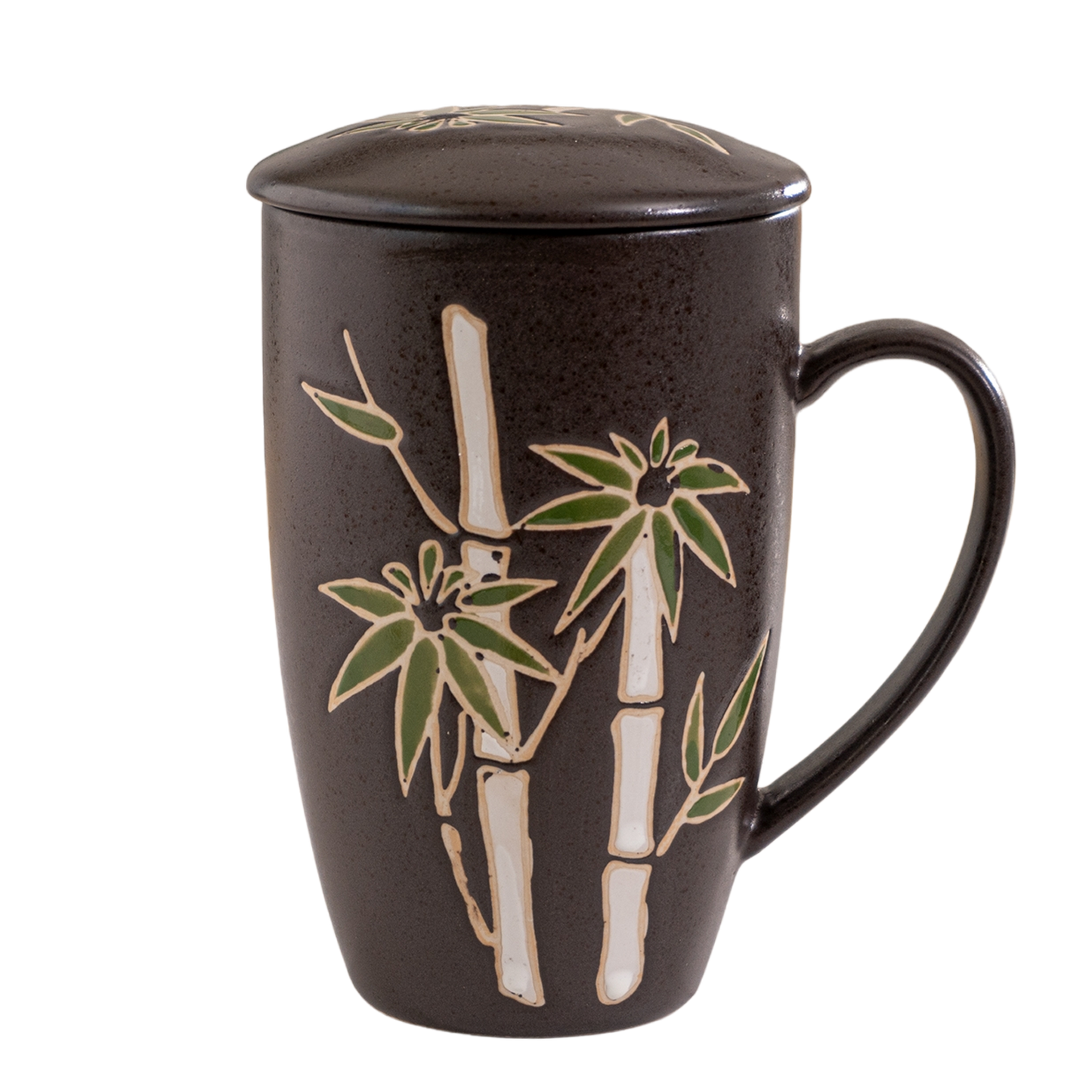 Bamboo Design 15oz Tea Mugs with Lid and Infuser