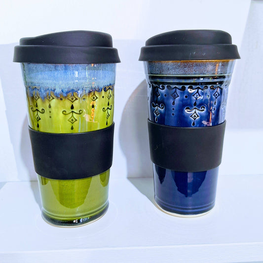 Handmade Stoneware 16 oz Travel Mug Made to Order