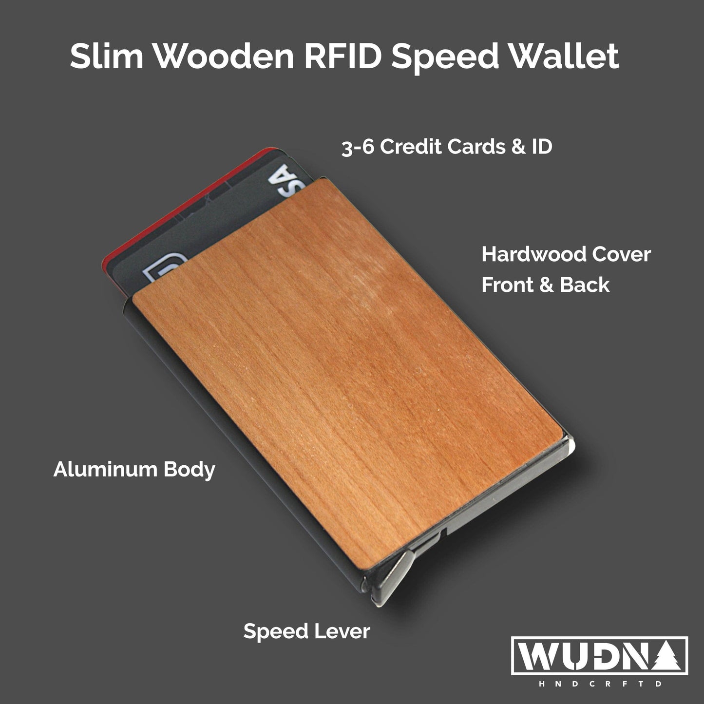 Slim Wooden RFID Blocking Wallet – Minimalist Aluminum Card Holder with Fast Access Switch
