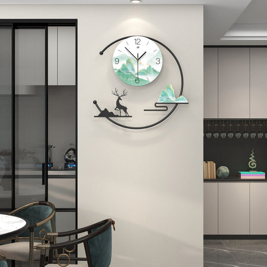Modern Mountain Deer Wall Clock Artistic Living Room Home Decor