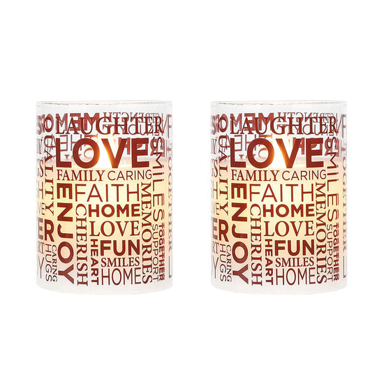 Glass Wax Battery LED Candle ( Set of 2 )