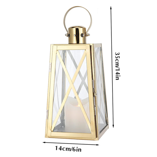 12''H Stainless Steel Decorative Lantern (Trapezoid)