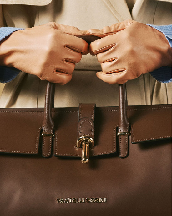 Oriana (brown) - Italian calf leather women's handbag (with shoulder strap)