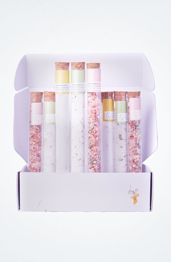 Natural Bath Salts Gift Set – 8 Glass Tubes