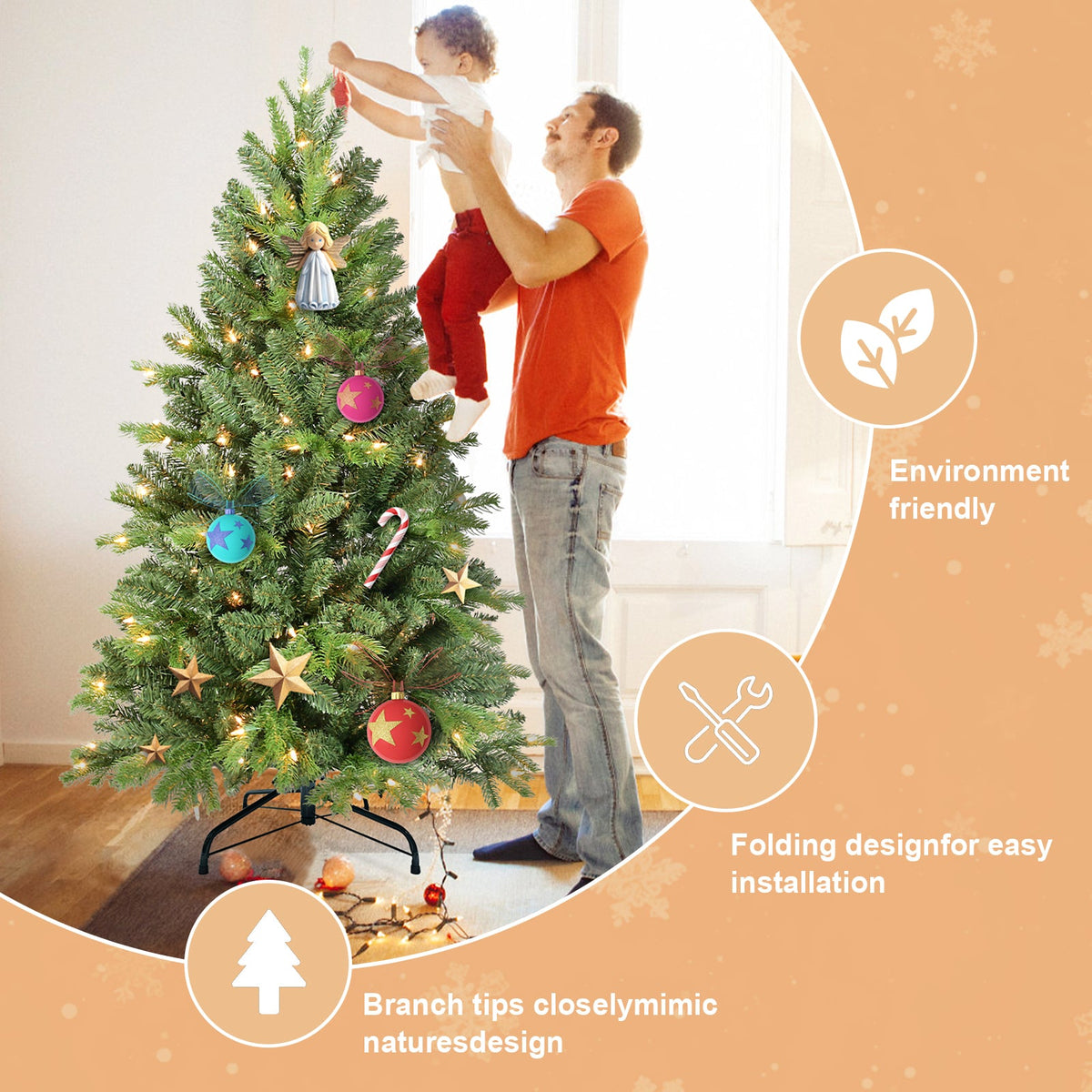 9FT Christmas Tree with 2435 Tips and 700 Warm Lights