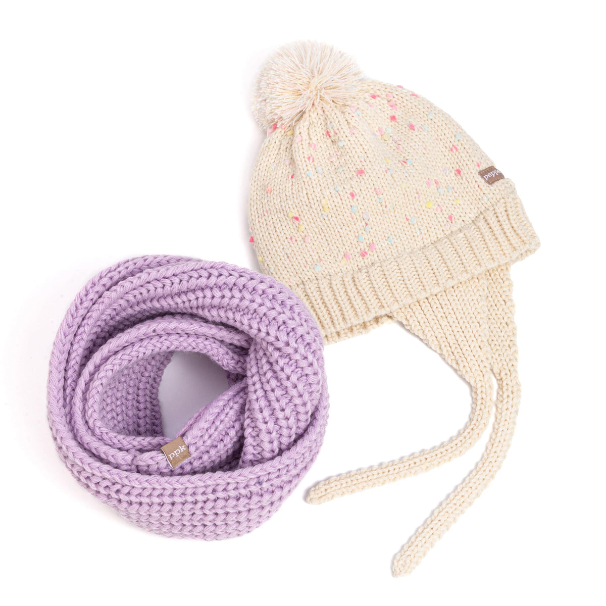 Warm Earflap Knit Beanie 2Pc Set for Toddlers/Little Kids 2-6 Years