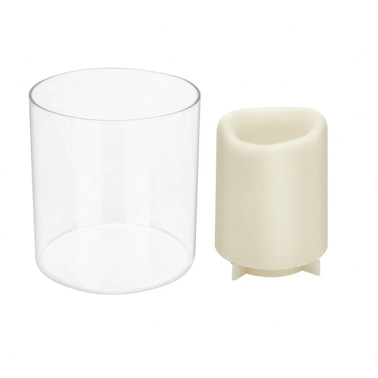 Sterno 80574 Liquid Wax Candle Holder Set with Glass Hurricane and Plastic Lamp Cover/Base, 5–7"