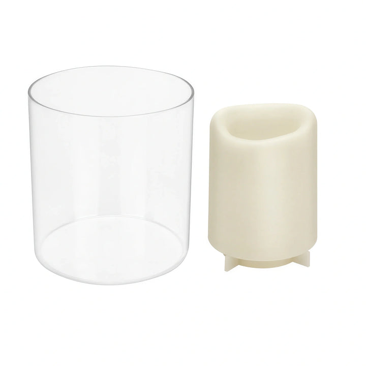 Sterno 80574 Liquid Wax Candle Holder Set with Glass Hurricane and Plastic Lamp Cover/Base, 5–7"