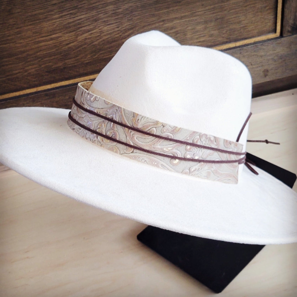 **Wide Genuine Leather Gilded Cowboy Hat Band OnlyOnly 954b
