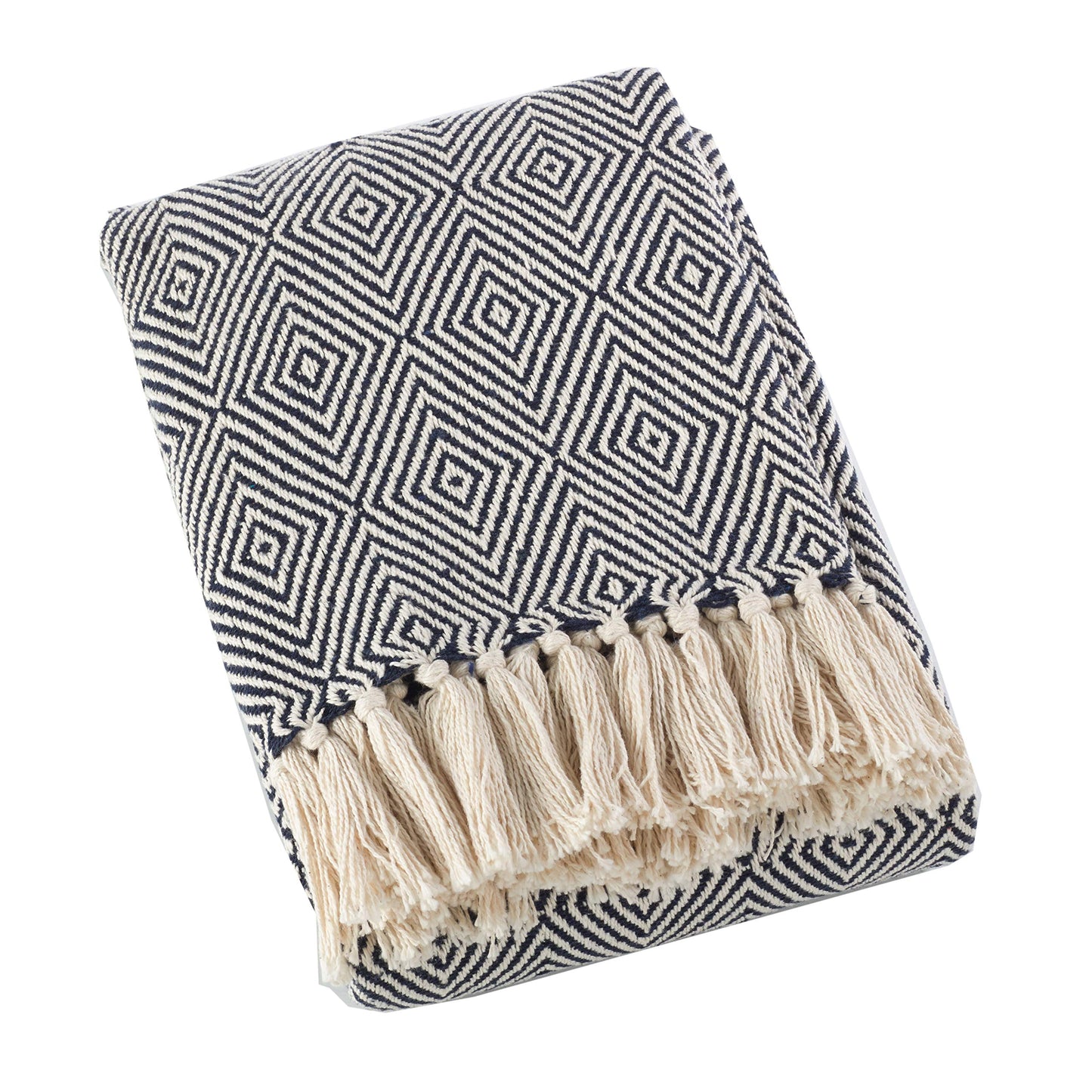 Fennco Styles Sevan Collection Soft 100% Cotton Diamond Weave Throw Blanket, 50" W x 60" L