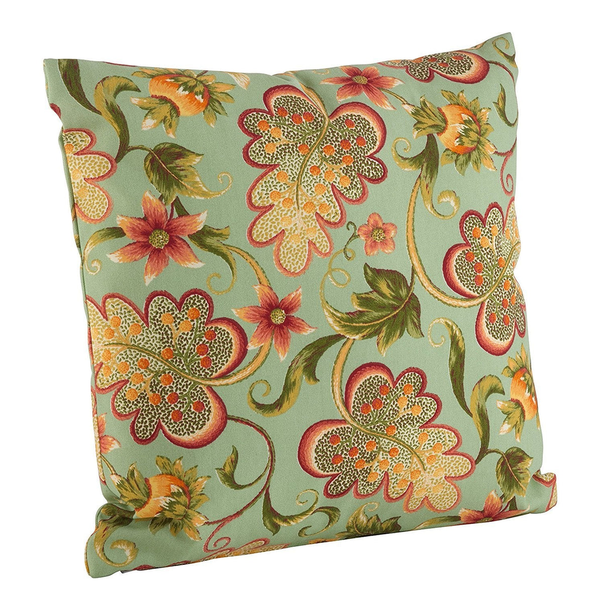 Fennco Styles Paisley Design Indoor/Outdoor Poly Filled Throw Pillow 17" W X 17" L - Turquoise Floral Print Accent Pillow for Home, Patio, Garden and Lawn Décor