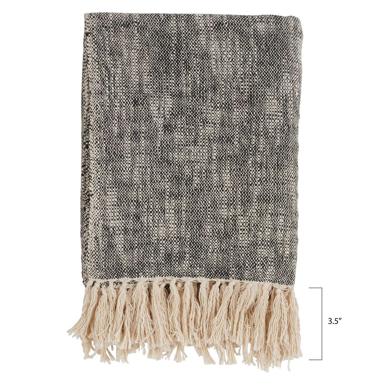 Fennco Styles Everyday Style Solid Color Tassel 100% Cotton Throw Blanket, 50" x 60" (Black)