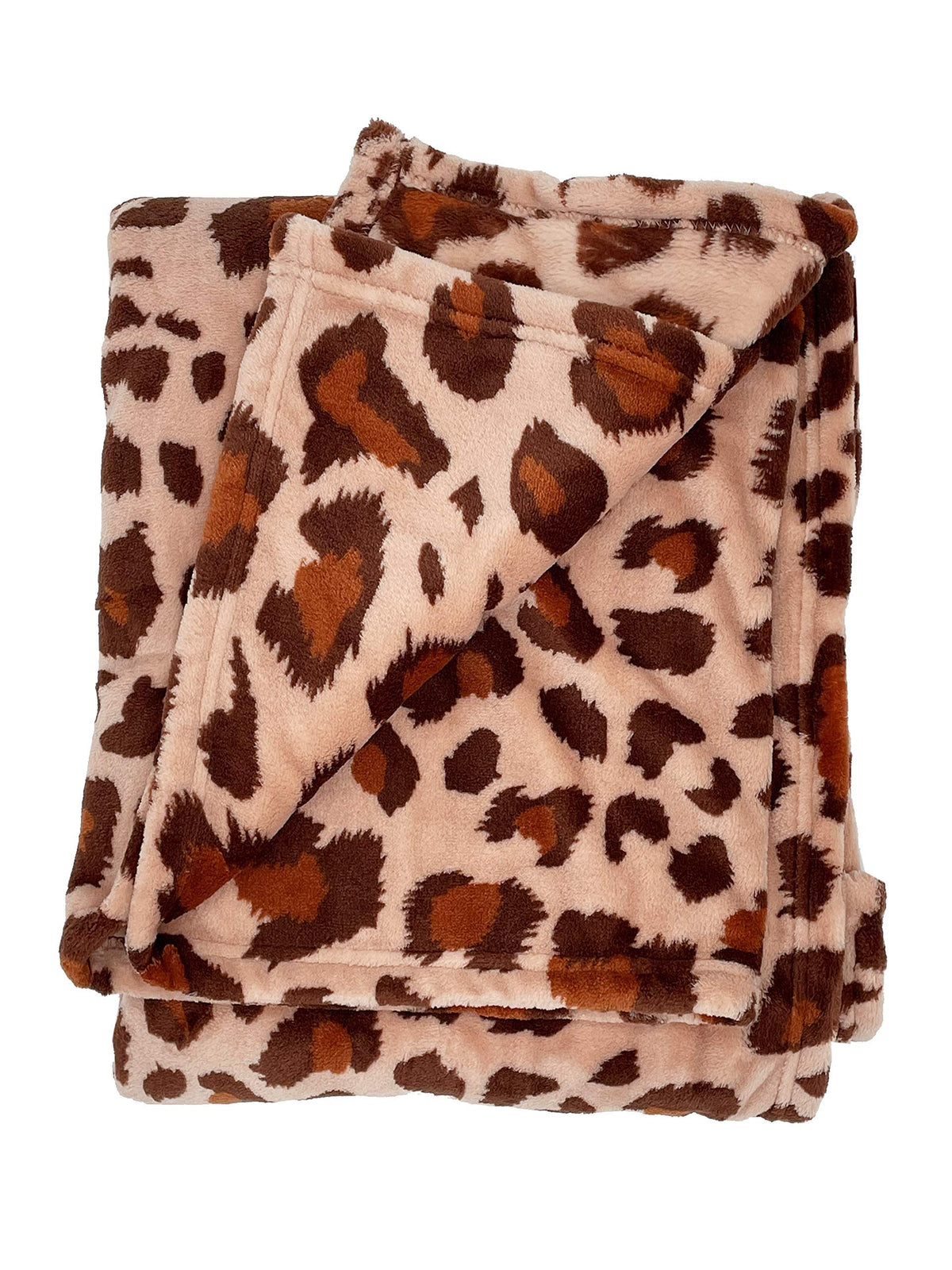 Brown Cheetah Print Fleece Throw Blanket 50" W x 60" L - Brown Plush Blanket for Home, Sofa, Couch, Living Room and Bedroom Décor