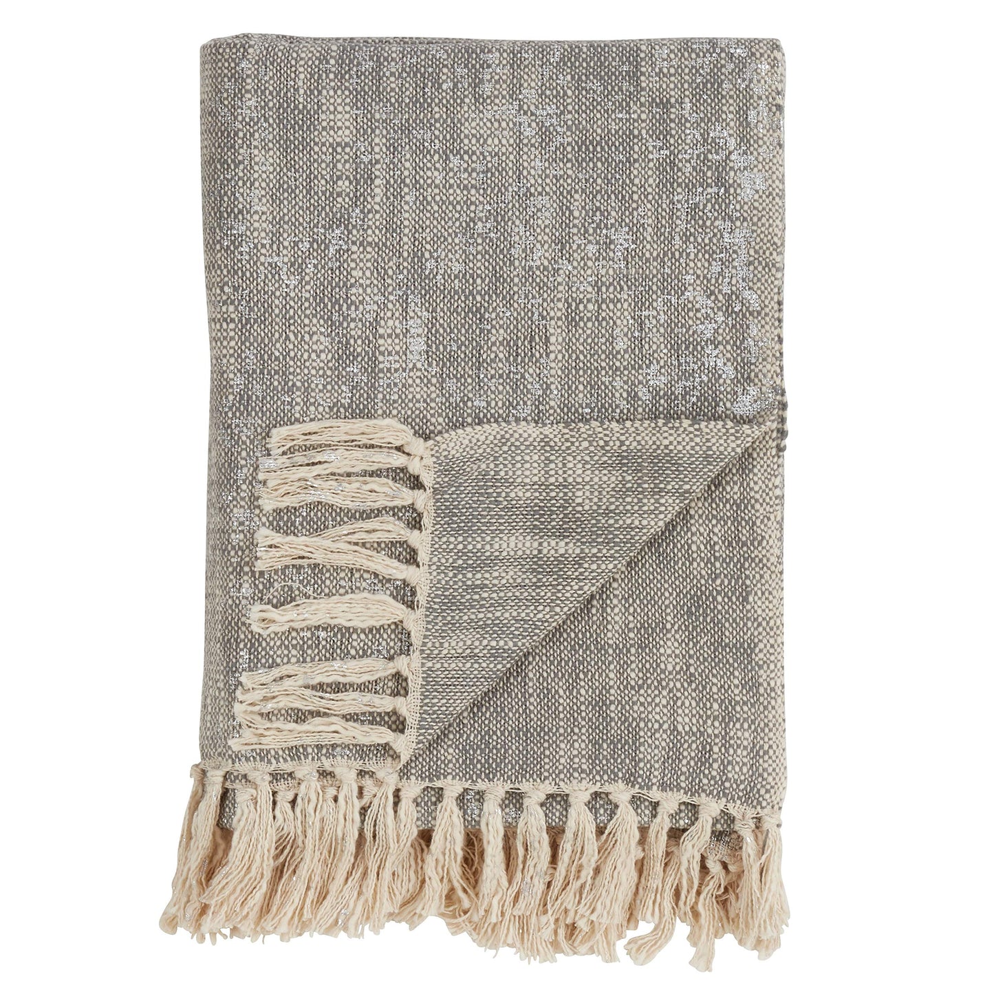 Fennco Styles Unique Metallic Print Design 100% Cotton Throw Blanket with Tassels - 2 Colors