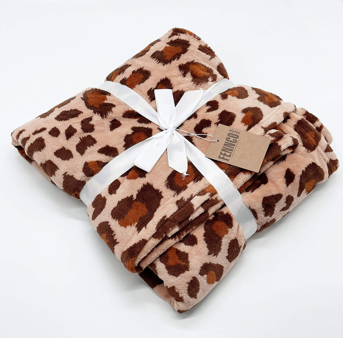 Brown Cheetah Print Fleece Throw Blanket 50" W x 60" L - Brown Plush Blanket for Home, Sofa, Couch, Living Room and Bedroom Décor