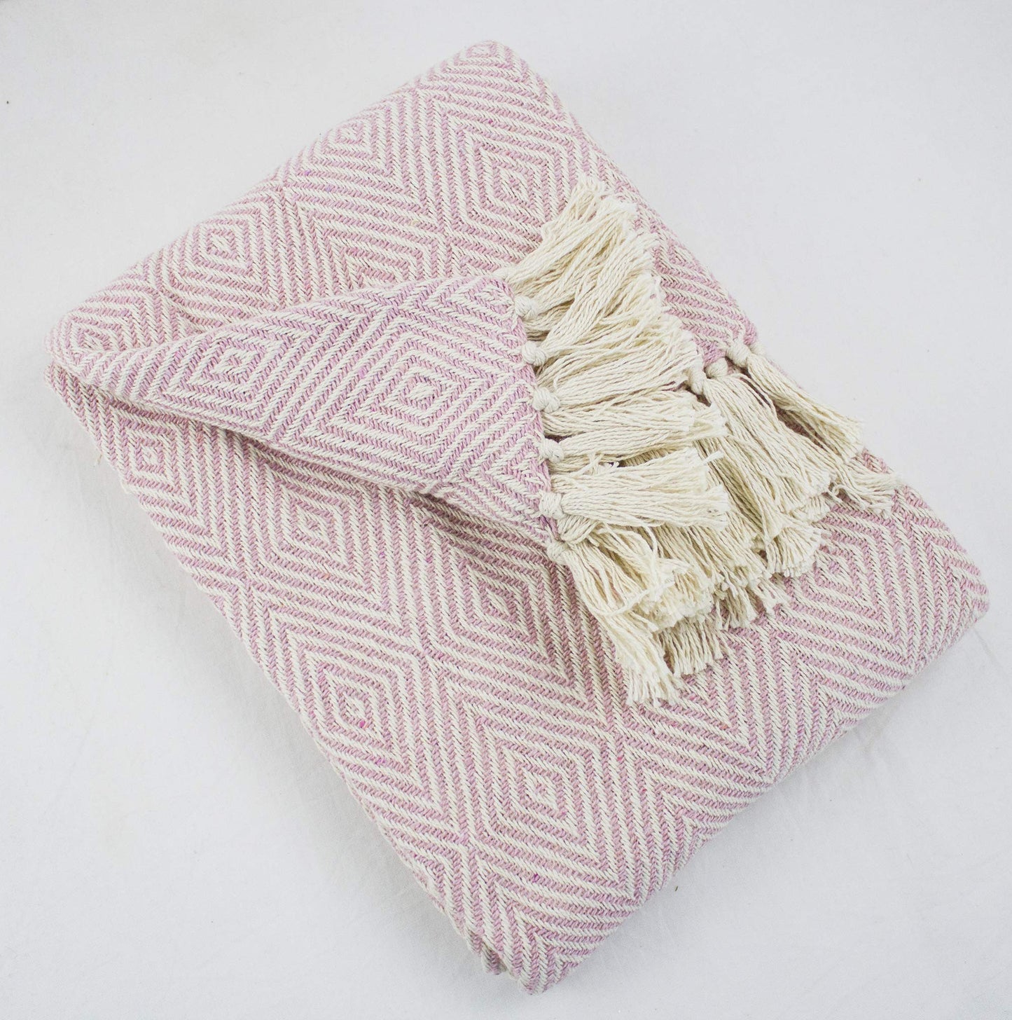Fennco Styles Sevan Collection Soft 100% Cotton Diamond Weave Throw Blanket, 50" W x 60" L