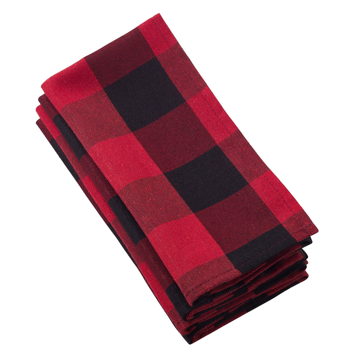 Holiday Black Buffalo Check Plaid Cotton Cloth Napkins 20"x20", Set of 4 — dining table decor for home entertaining home styling accent