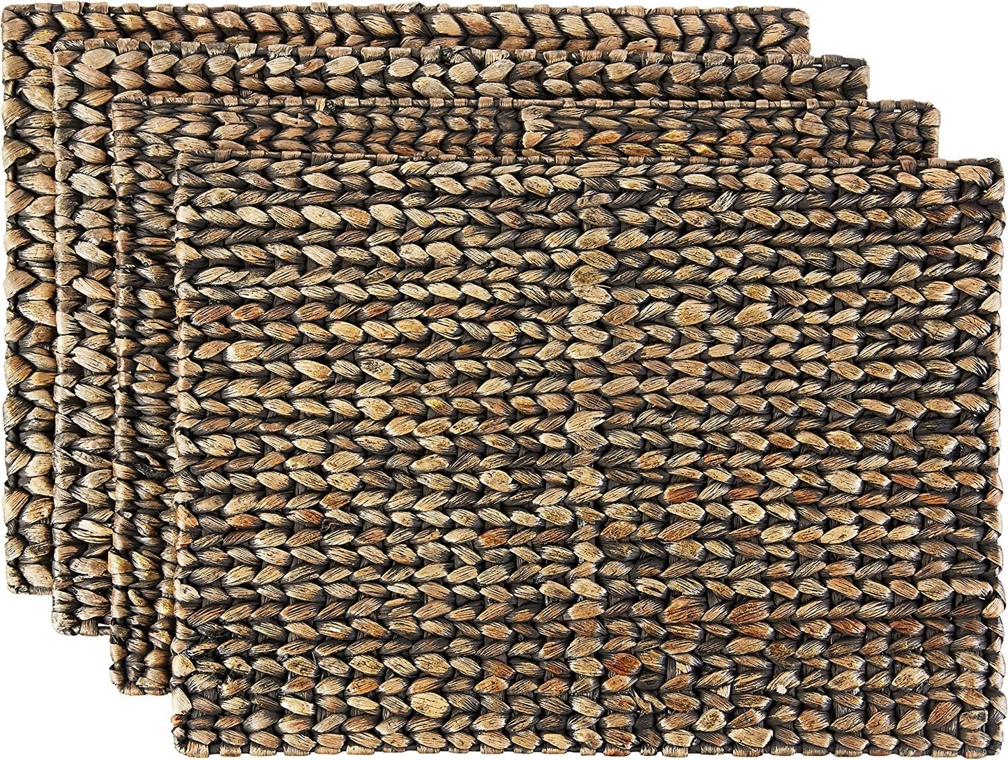 Fennco Styles Natural Woven Water Hyacinth Rectangular Placemats 14" W X 19" L, Set of 4