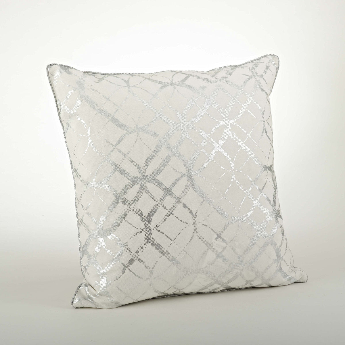 Fennco Styles Modern Metallic Foil Design Cotton Throw Pillow Cover 20" W x 20" L - Silver Pillow Case for Couch, Living Room and Bedroom Décor