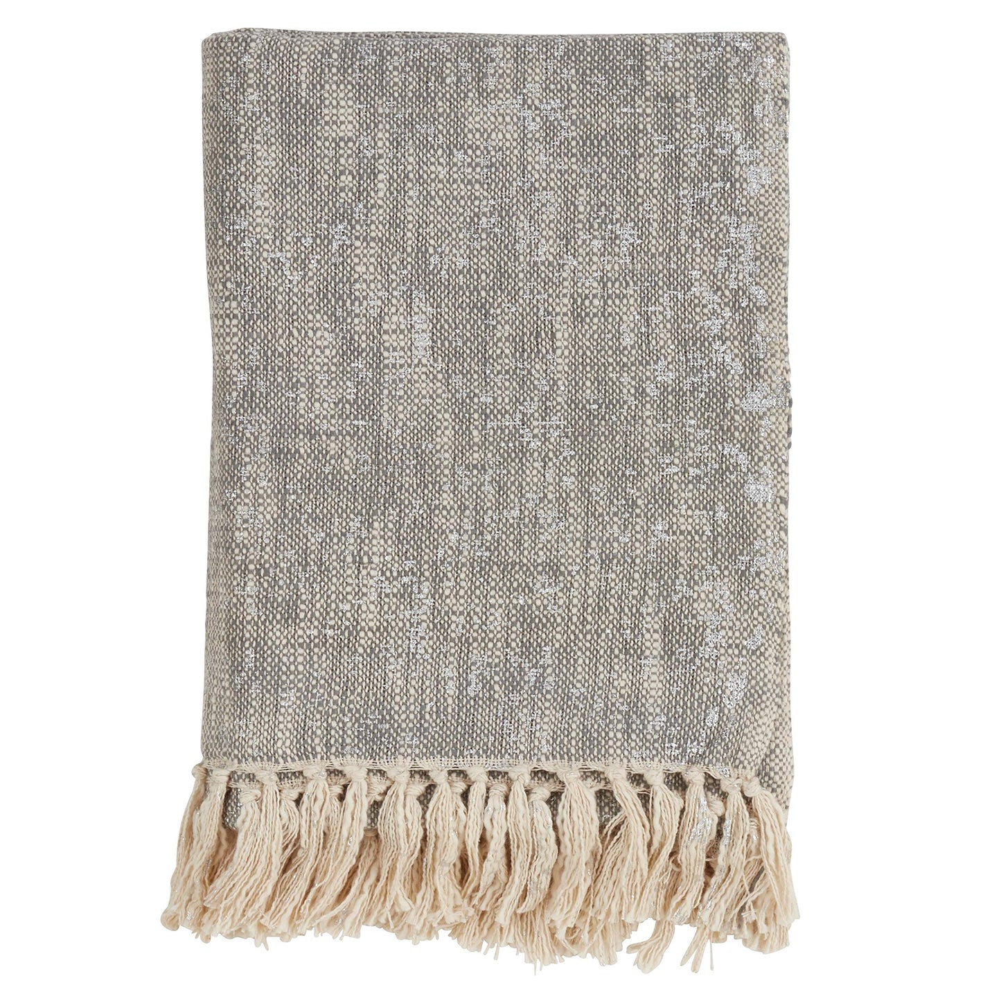 Fennco Styles Unique Metallic Print Design 100% Cotton Throw Blanket with Tassels - 2 Colors