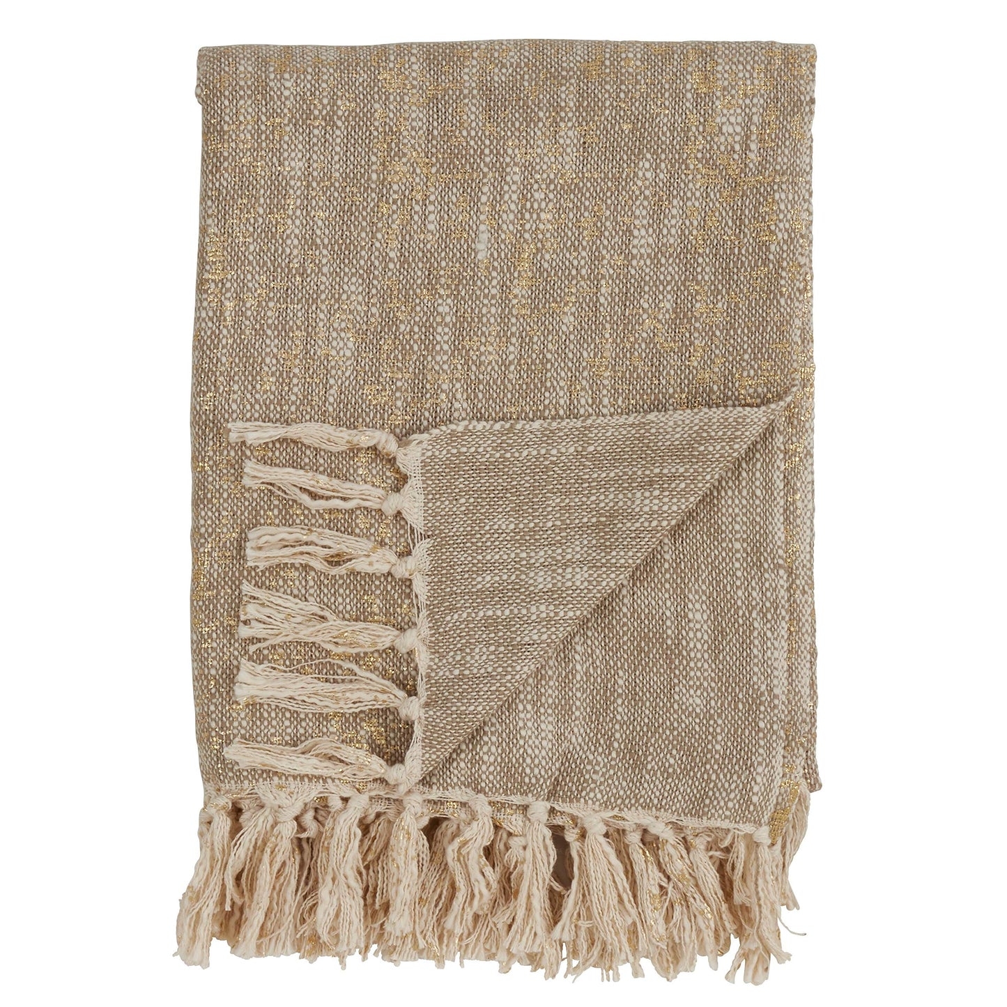 Fennco Styles Unique Metallic Print Design 100% Cotton Throw Blanket with Tassels - 2 Colors