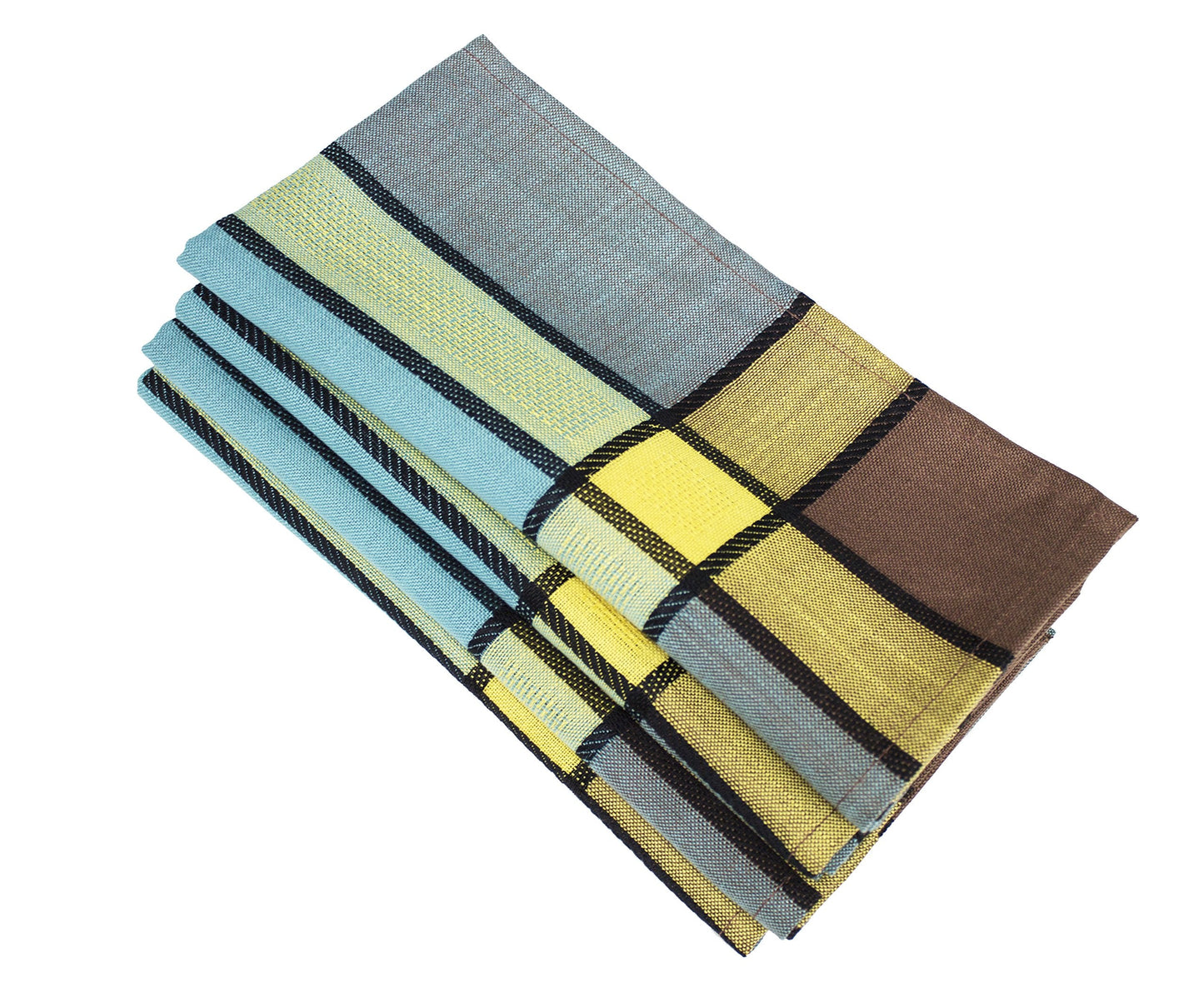 Fennco Styles Maison Beaujard Collection Modern Provençal 20 x 20 Inch Cloth Napkins, Set of 4 – Marigold Plaid Dinner Napkins for Banquets, Family Dinners, Special Events and Table Décor